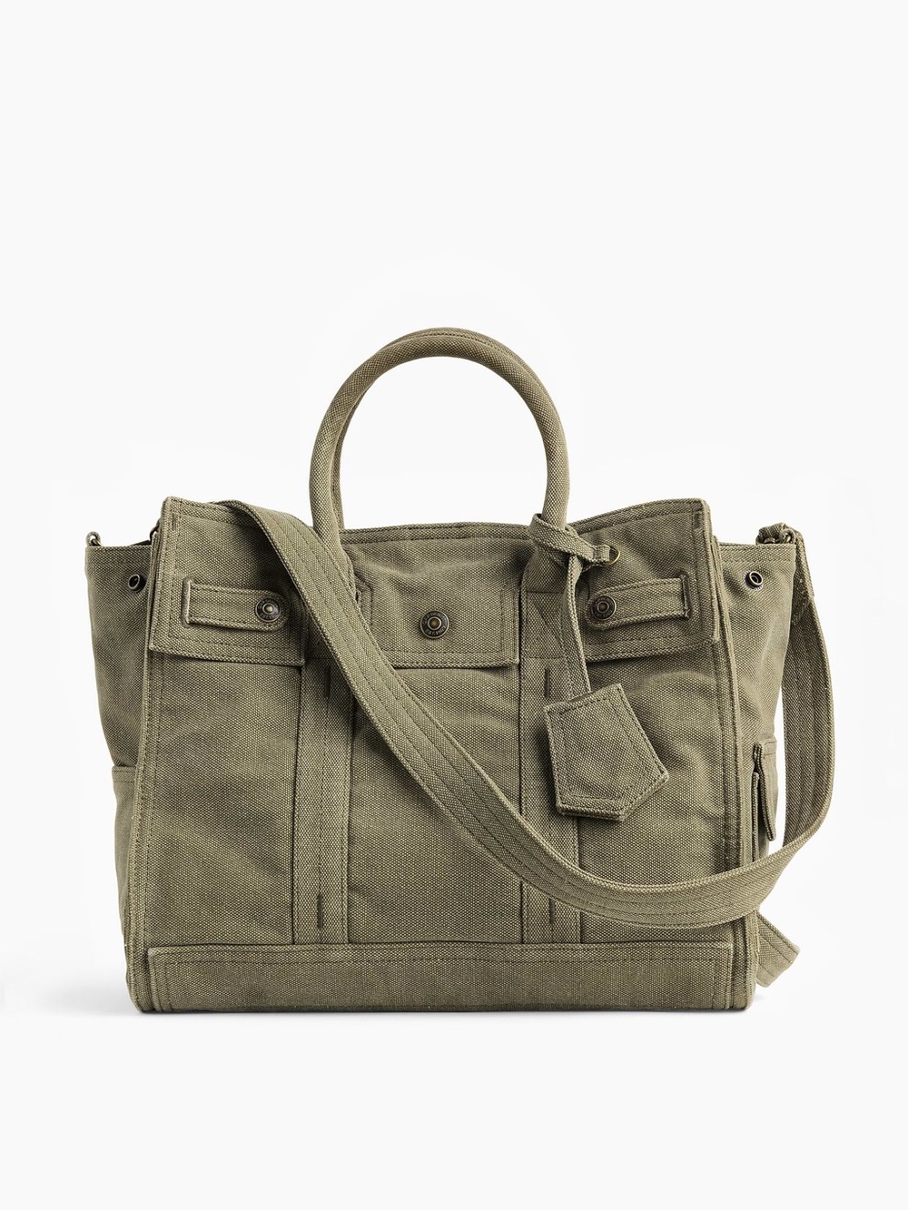 Canvas Utility Tote Bag for Men - Olive Green